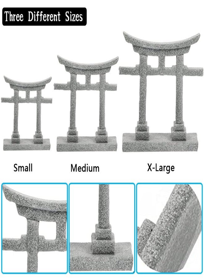 livelyfish Japanese Shinto Torii Gate Fish Tank Decorations Asian Aquarium Statue Decor Japan Shrine Oriental Pagoda Bridge Sandstone Ornament Betta Fish Decorations for Tanks, Grey, S - Image 5
